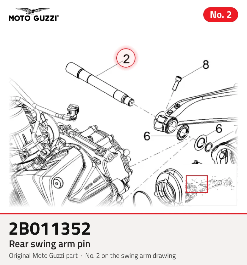 Rear swing arm pin