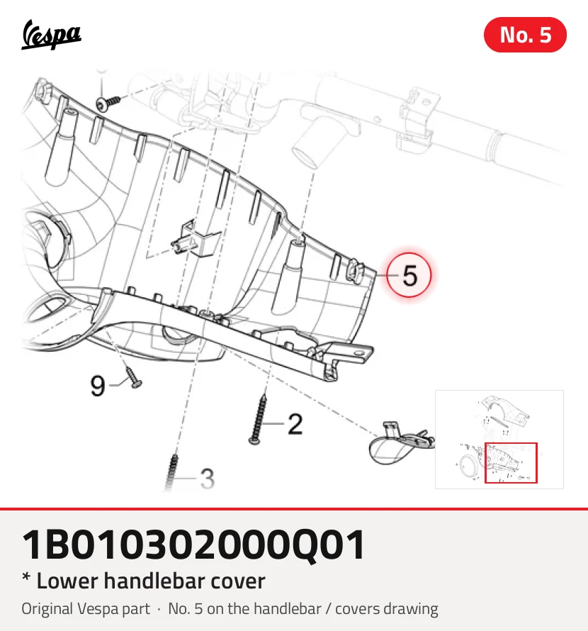 * Couvercle du guidon inférieur