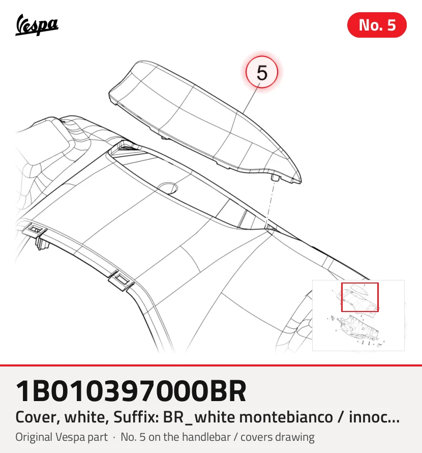 Cache/entourage/habillage, blanc, Suffixe et code couleur Piaggio: BR_blanc montebianco / innocenza / 544