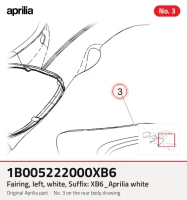 Carenagem, esquerda, branca, sufixo: xb6_aprilia branca