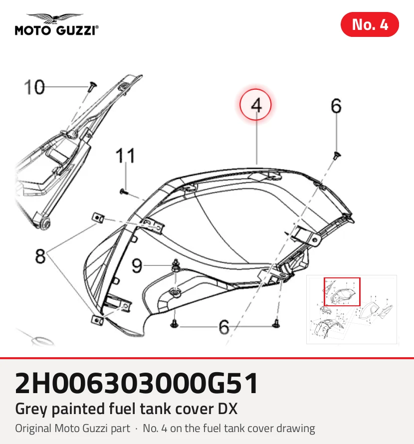 Cubierta de tanque de combustible pintada gris dx
