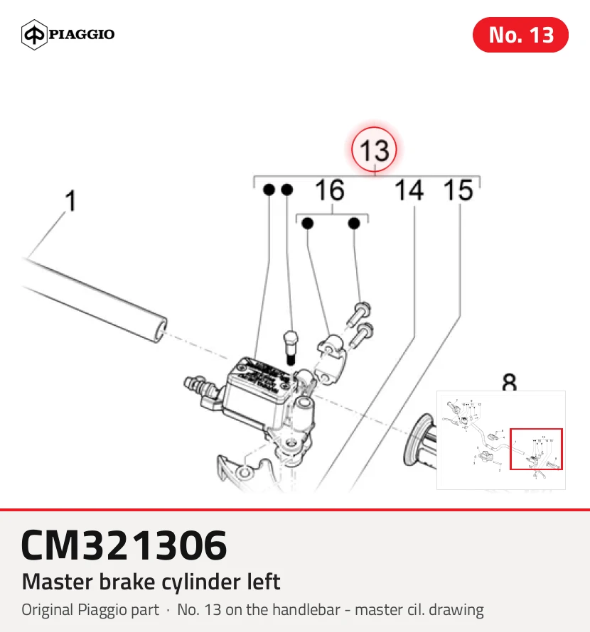 Maître-cylindre de frein gauche