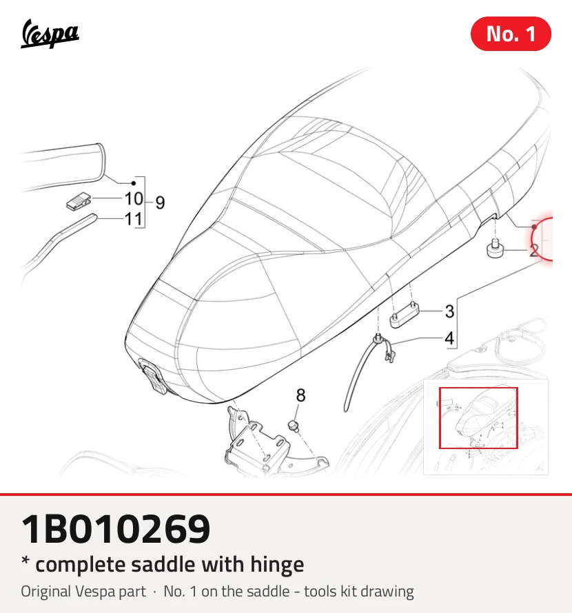 * Selle complète avec charnière