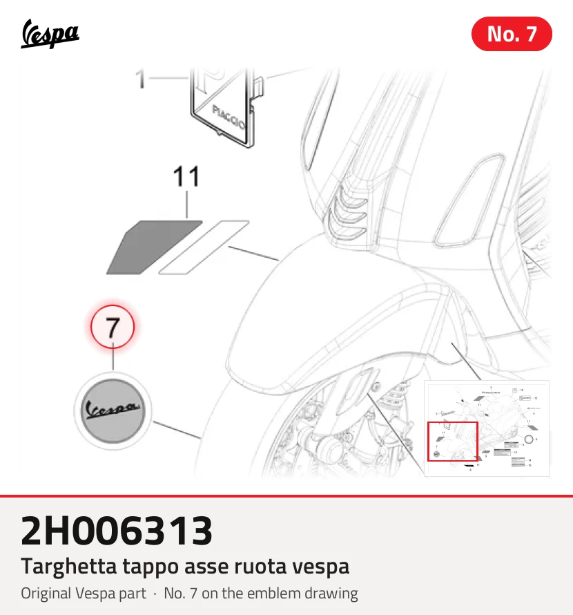 Placa de tapa del eje de la rueda VESPA