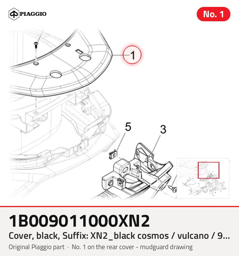 Abdeckung, schwarz, Suffix: XN2_nero cosmo / vulcano / 98/A
