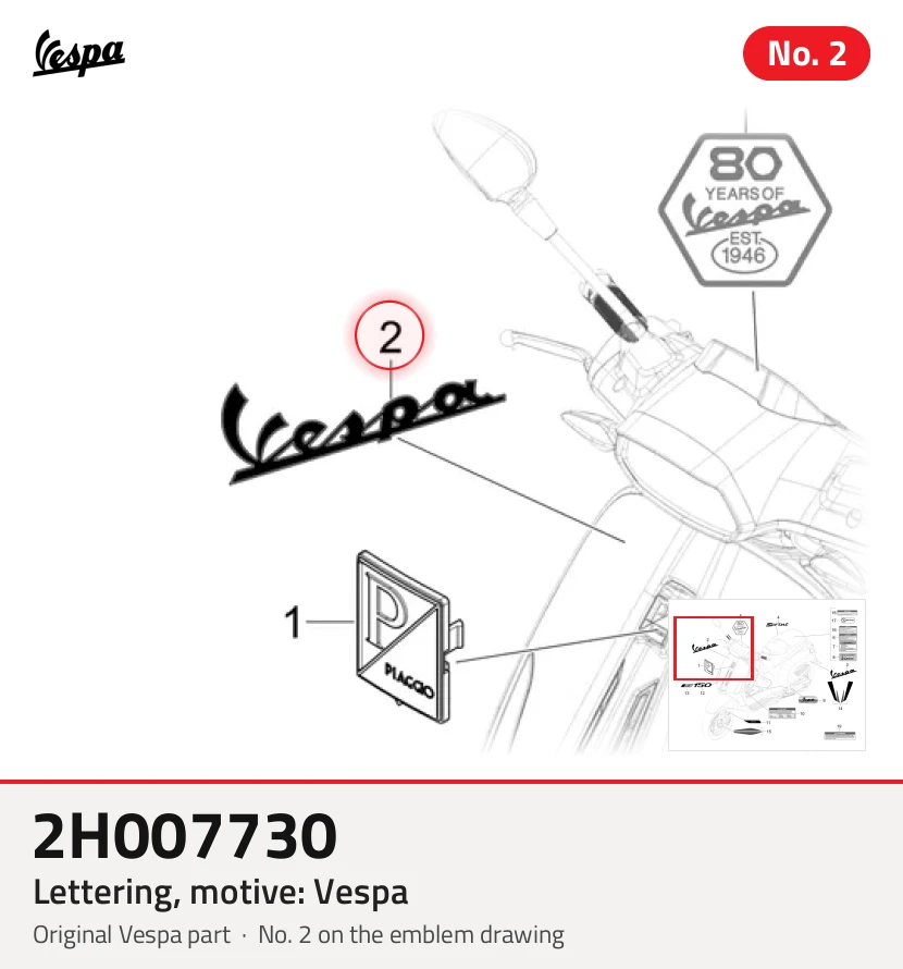 Belettering, motief: Vespa
