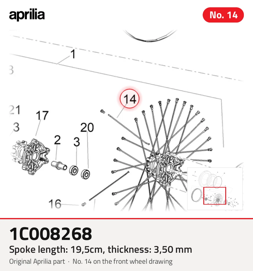 Longitud de radios: 19,5cm, espesor: 3,50 mm