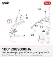 Uchwyt prawy, szary, przyrostek: H4_matt grey 760/B