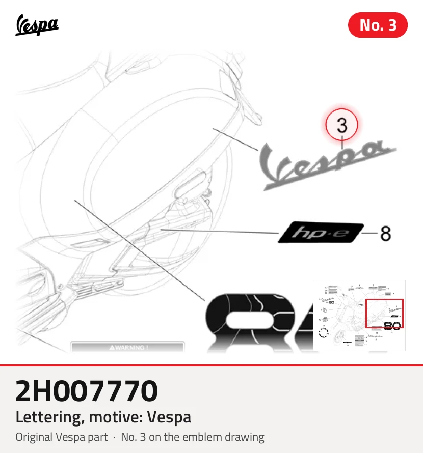 Belettering, motief: Vespa