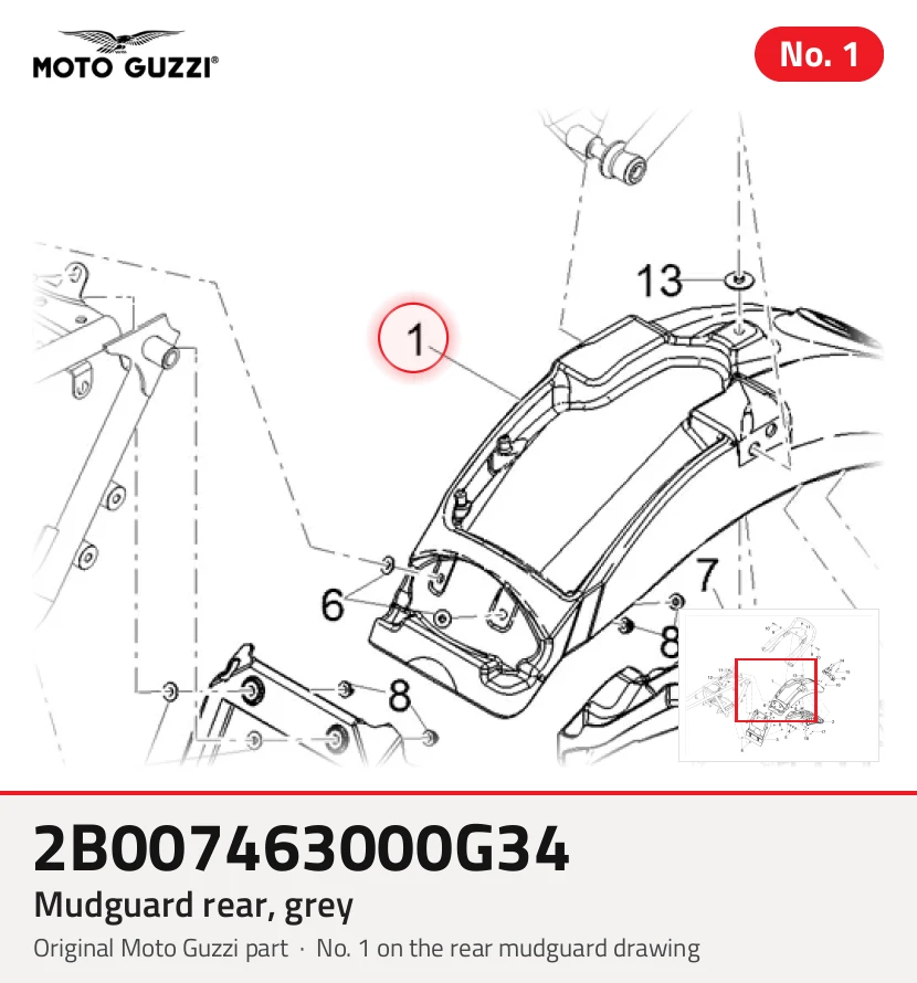 Mudguard posteriore, grigio