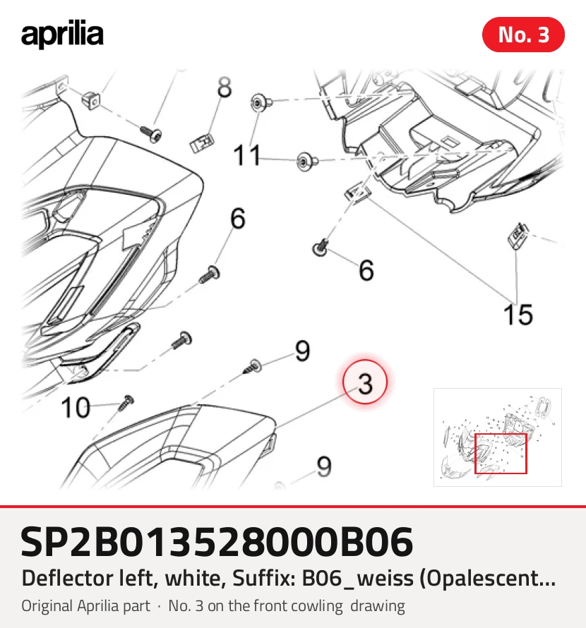 Defletor esquerdo, branco, sufixo: B06_weiss (Opalescent Light)