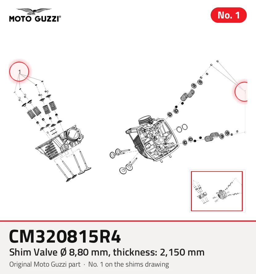 Válvula de cuña Ø 8,80 mm, espesor: 2,150 mm