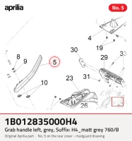 Uchwyt lewy, szary, przyrostek: H4_matt grey 760/B
