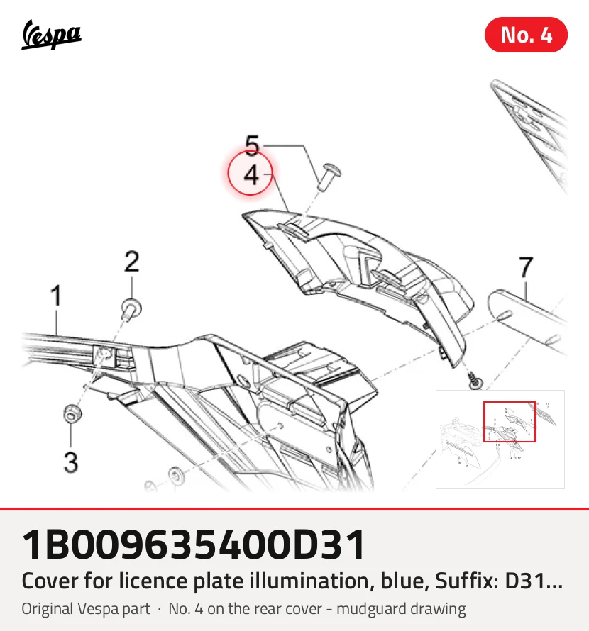 Cache pour éclairage de plaque d'immatriculation, bleu, suffixe : D31_Blue Officina 8