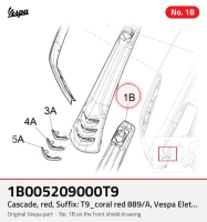 Cascade, Red, Suffix: T9_Coral Red 889/A, Vespa Eletrica/Primavera/Sprint