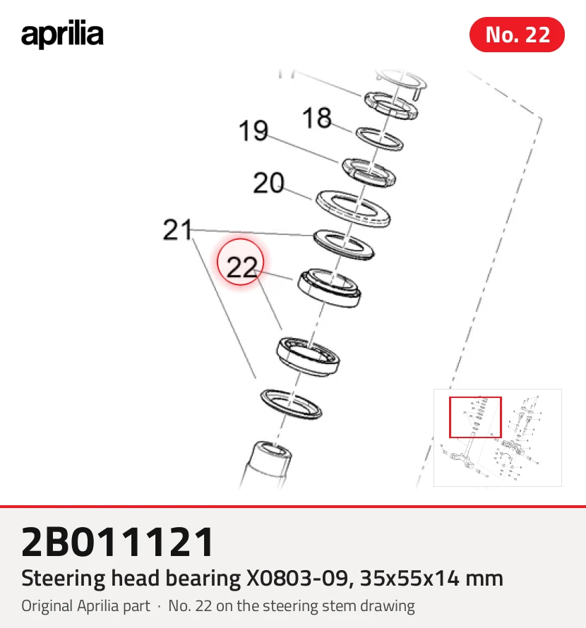 Rolamento da cabeça da direção x0803-09, 35x55x14 mm