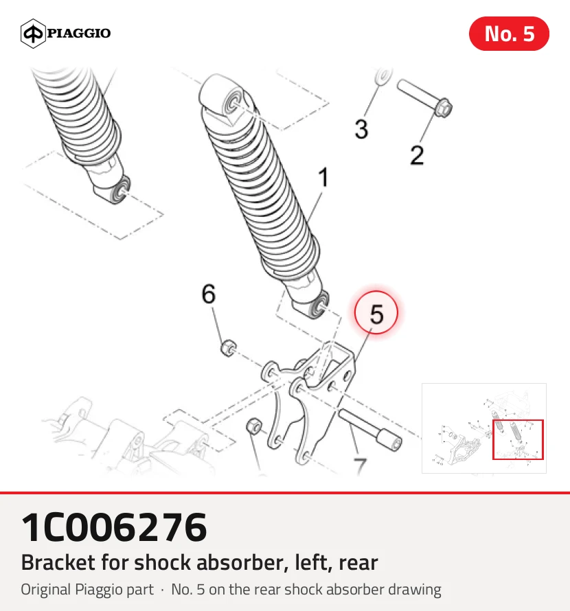 Bracket for shock absorber, left, rear