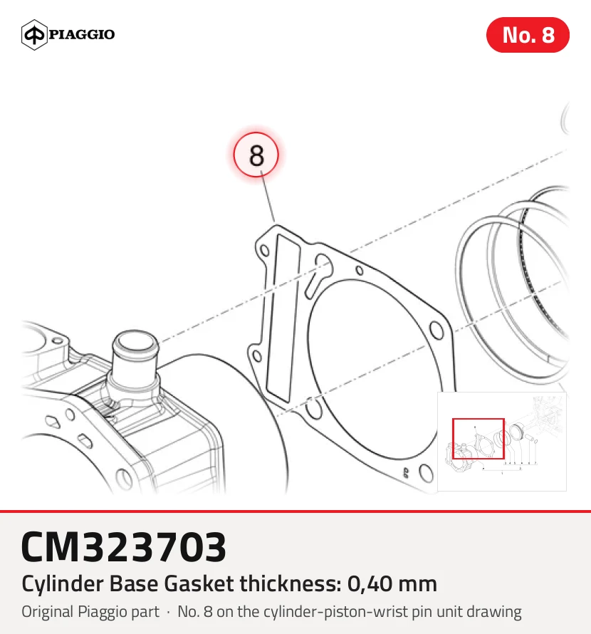 Zylinderfußdichtung Stärke: 0,40 mm