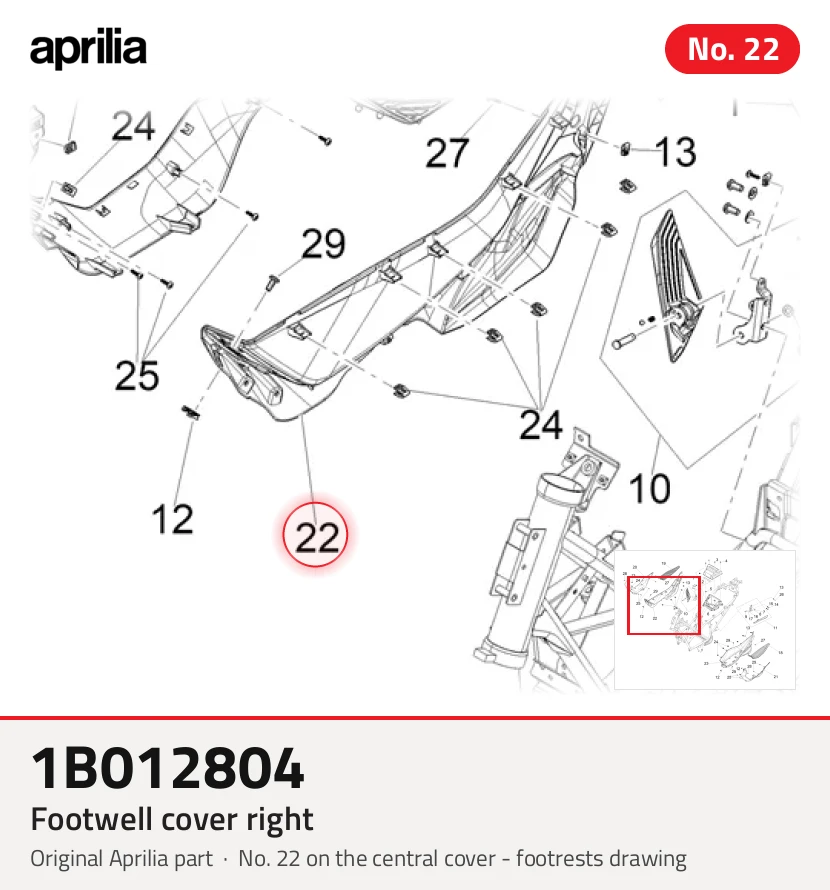 Cubierta del espacio para los pies a la derecha