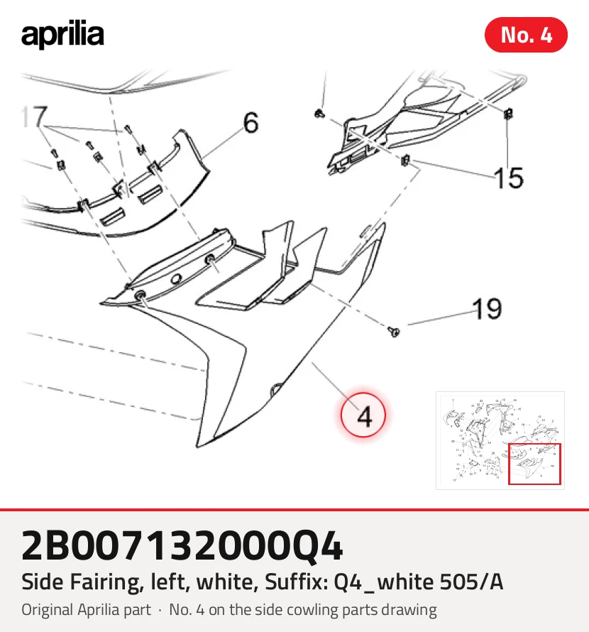 Side Fairing, left, white, Suffix: Q4_white 505/A