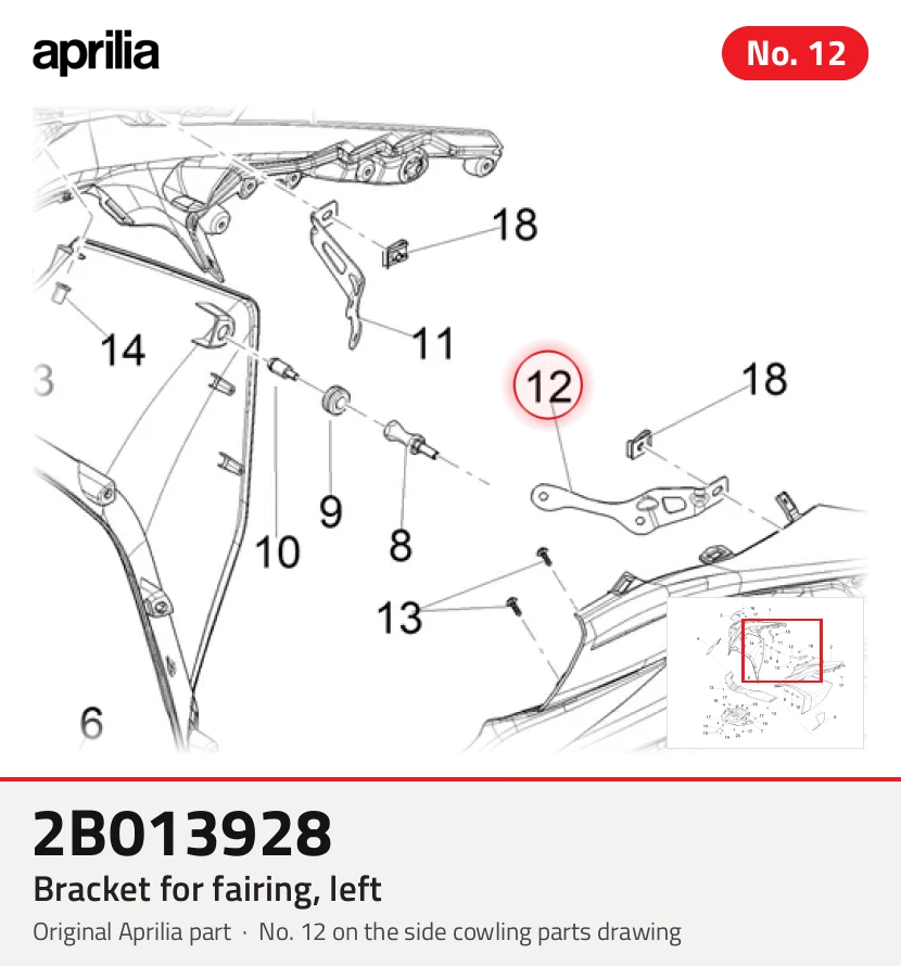 Bracket for fairing, left