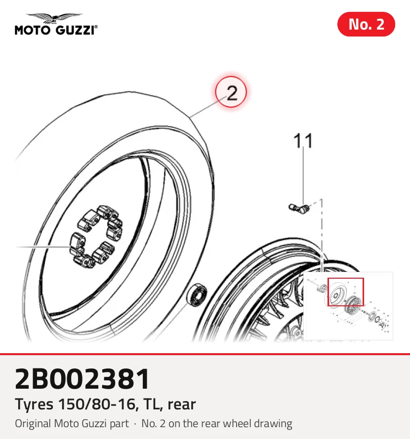 Opony 150/80-16, TL, tył