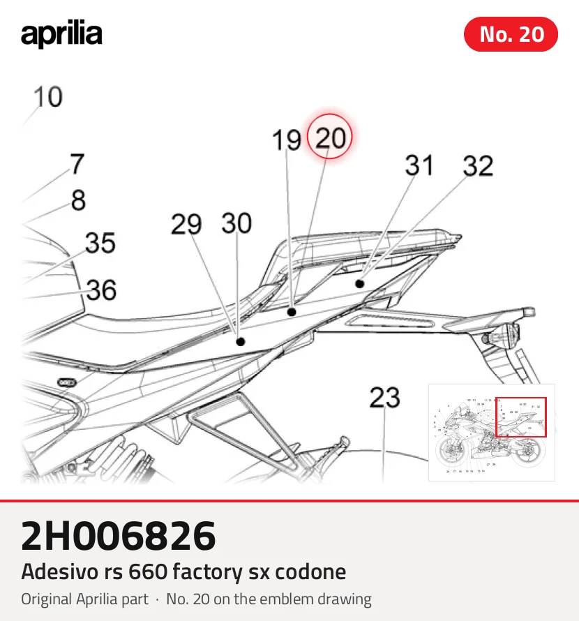 Adesivo rs 660 cauda esquerda de fábrica