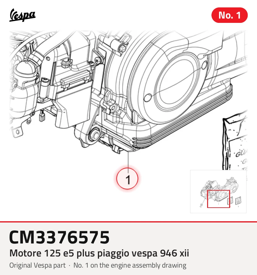 Motore 125 E5 Plus Piaggio Vespa 946 XII