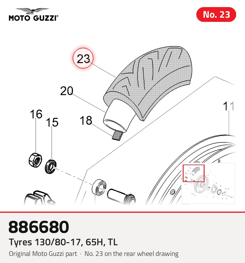 Pneu 130/80-17, 65H, TL