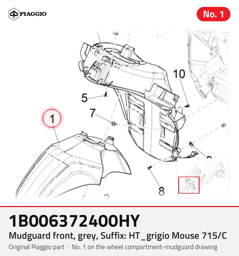Parafango anteriore, grigio, suffisso: HT_grigio Mouse 715/C