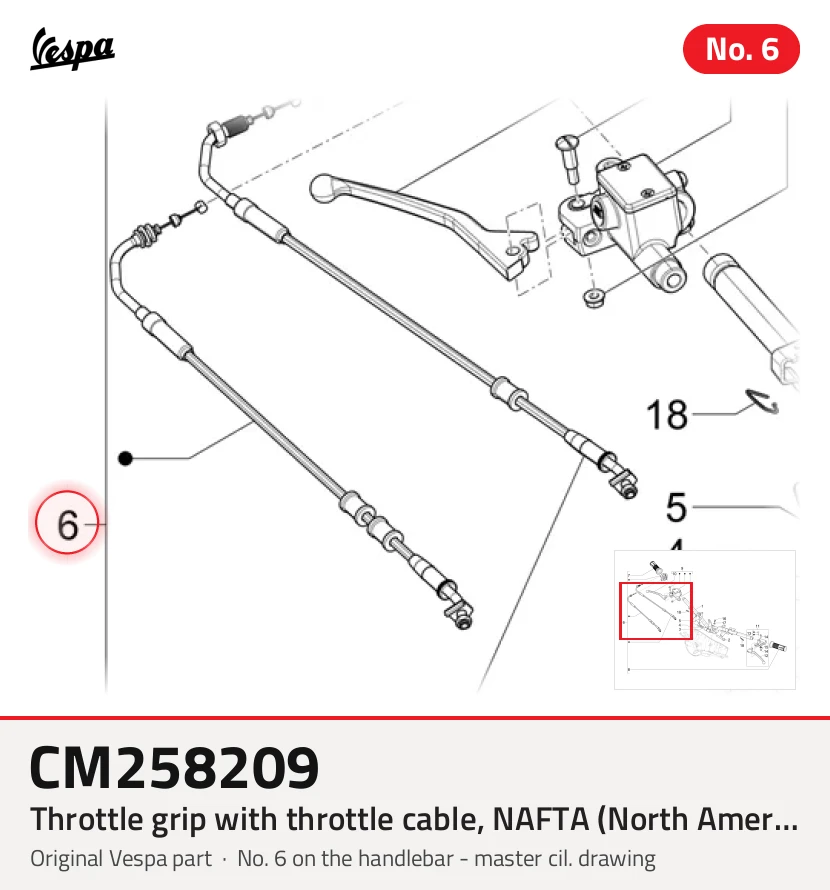 Poignée d'accélération avec câble d'accélérateur, NAFTA (Amérique du nord)