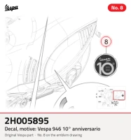 Decalcomania, motivo: Vespa 946 10 ° Anniversario