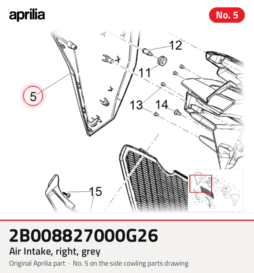 Entrada de aire, derecha, gris