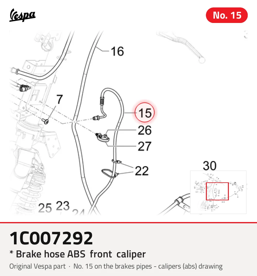 * Caliper avant du tuyau de frein ABS