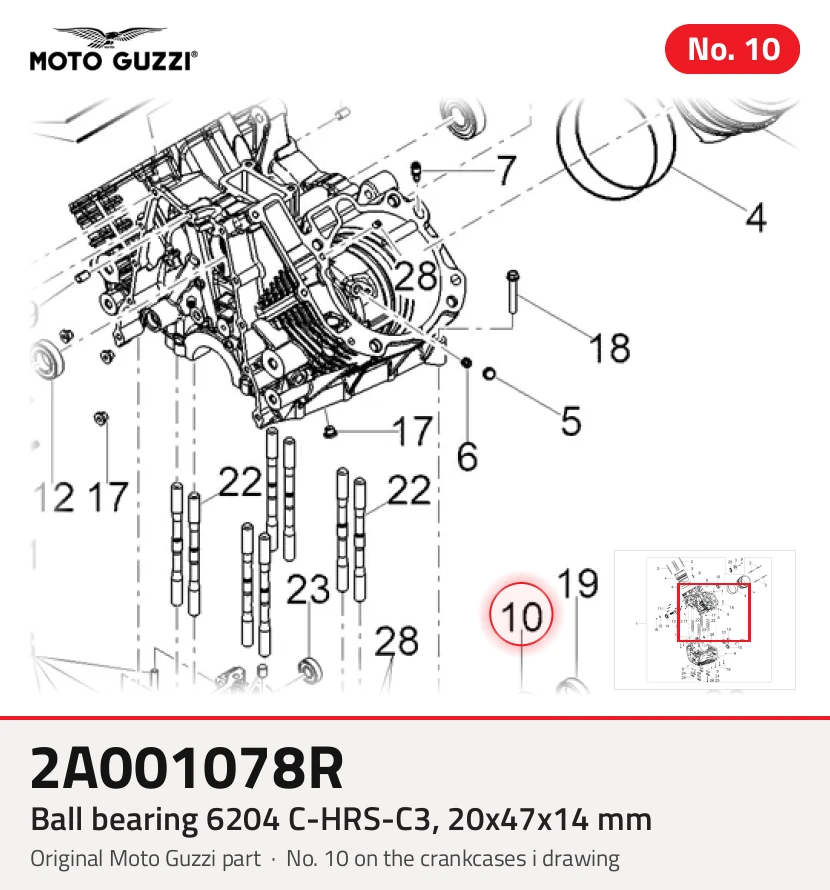 Roulement à billes 6204 C-HRS-C3, 20x47x14 mm