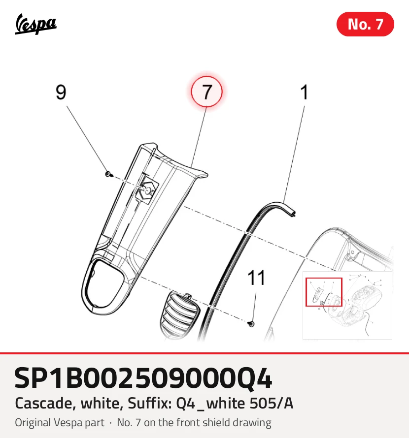 Cascade, blanc, Suffixe et code couleur Piaggio: Q4_blanc 505/A