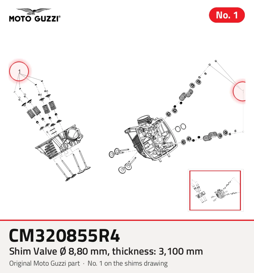 Válvula de cuña Ø 8,80 mm, espesor: 3,100 mm