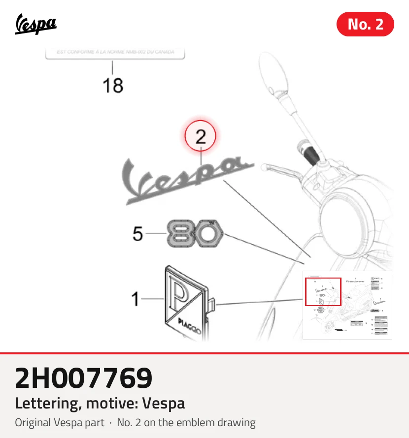 Belettering, motief: Vespa