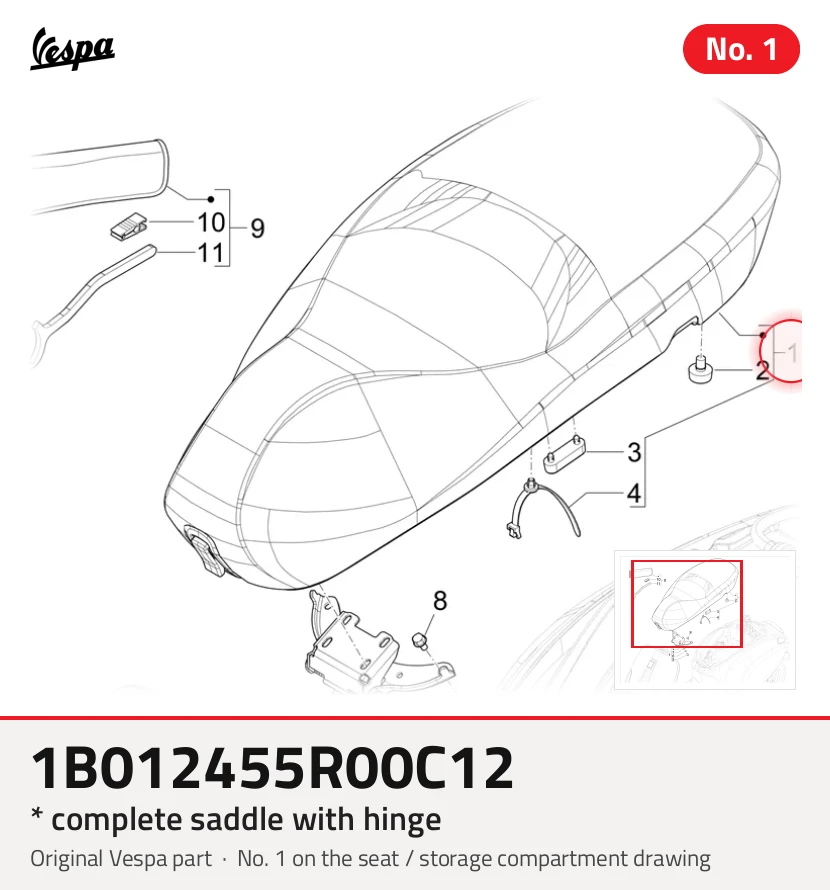 * Selle complète avec charnière
