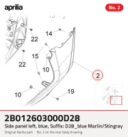 Painel lateral esquerdo, azul, sufixo: D28_blue Marlin/Stingray