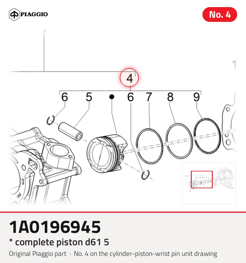 * Piston complet D61 5