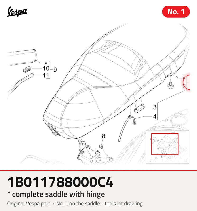 * Selle complète avec charnière