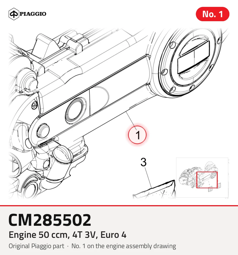 Motor 50 ccm, 4T 3V, Euro 4
