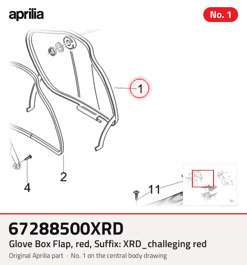 Gepäckfachklappe, rot, Suffix: XRD_challeging red