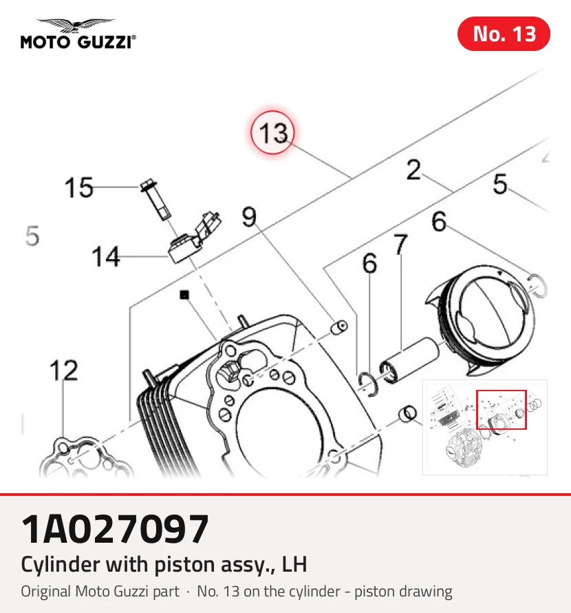 Cylinder with piston assy., LH