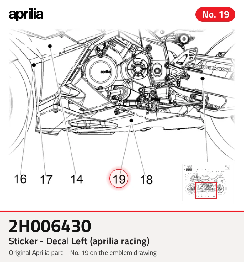 Autocollant - Decal Left (Aprilia Racing)