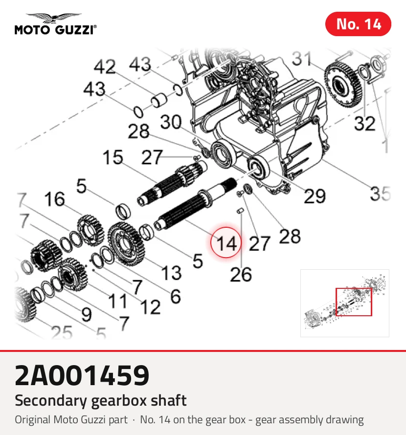 Arbre de boîte de vitesses secondaire