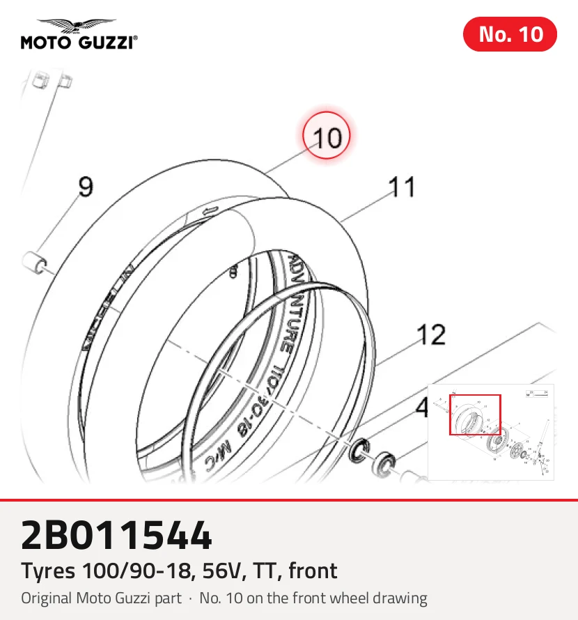Pneu 100/90-18, 56V, TT, avant
