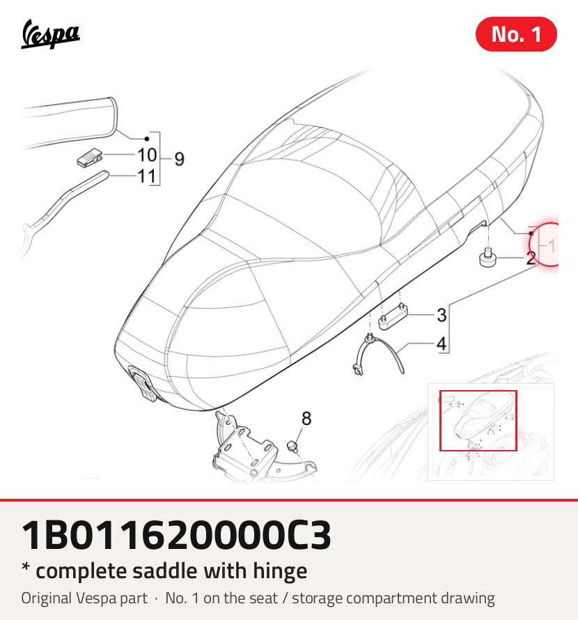 * Selle complète avec charnière