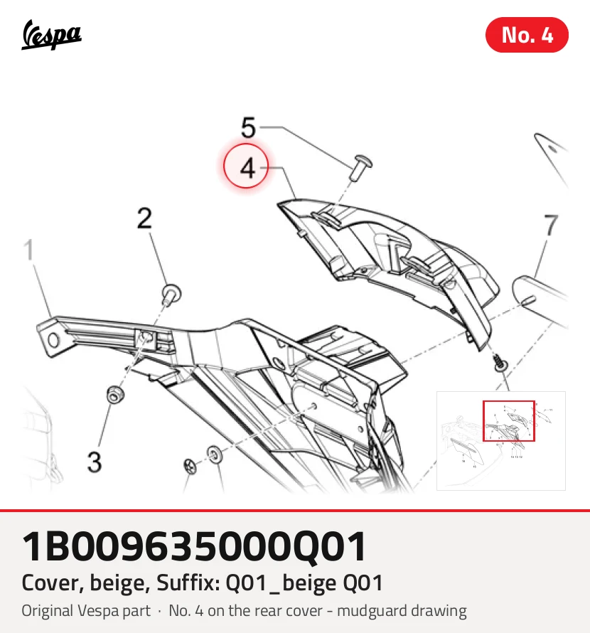 Cache/entourage/habillage, beige, Suffixe et code couleur Piaggio: Q01_beige Q01